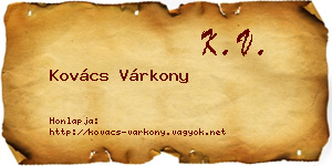 Kovács Várkony névjegykártya